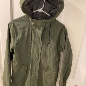 Eddie Bauer Olive Hooded Raincoat